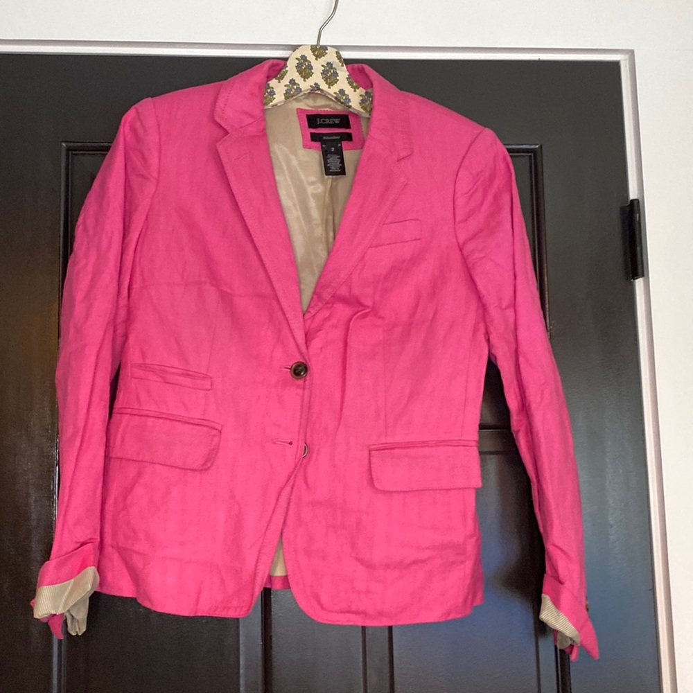 Vintage J. Crew Pink Linen Schoolboy Blazer